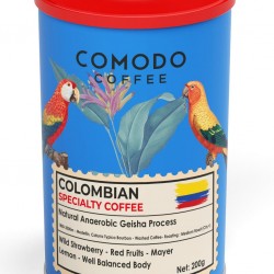 Comodo Coffee Organic Specialty Colombia Coffee Geisha Process Natural Coffee 250 Gr Teneke Kutu